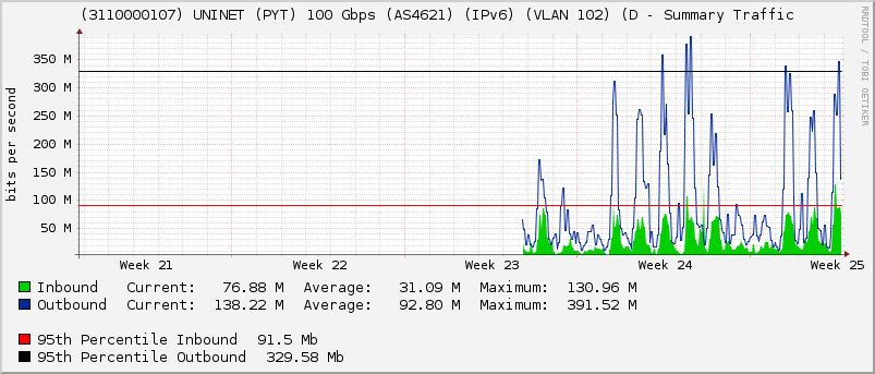 (3110000107) UNINET (PYT) 100 Gbps (AS4621) (IPv6) (VLAN 102) (D - Summary Traffic
