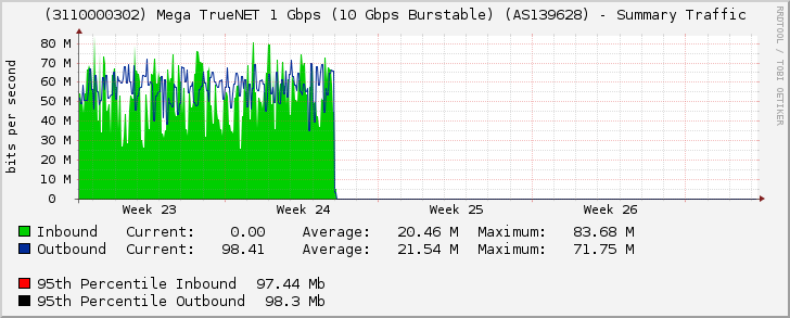 (3110000302) Mega TrueNET 1 Gbps (10 Gbps Burstable) (AS139628) - Summary Traffic